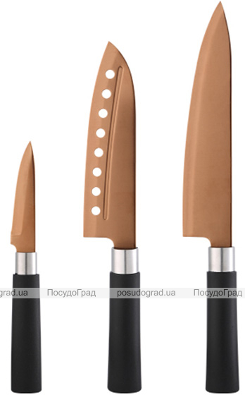 Набор 3 кухонных ножа Bergner Samurai Copper нержавеющая сталь