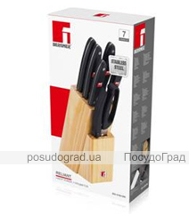 Набір кухонних ножів Bergner Reliant 5 ножів, ножиці і дерев'яна колода 83BK