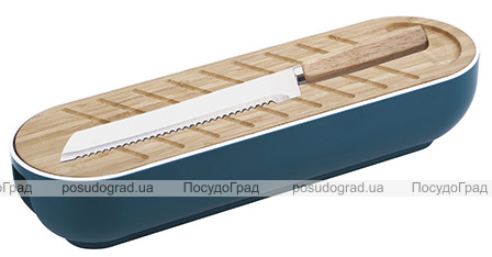 Хлебница Bergner Brendan 40х11.8х8.3см пластиковая, с доской и ножом для хлеба