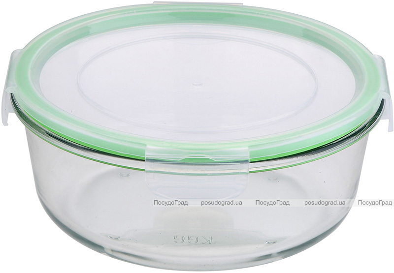 Контейнер стеклянный Bergner Glass Box Green 1200мл с пластиковой крышкой