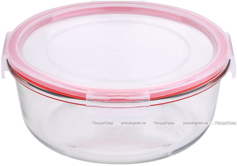 Контейнер стеклянный Bergner Glass Box Red 1200мл с пластиковой крышкой