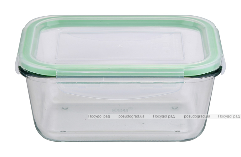 Контейнер стеклянный Bergner Glass Box Green 850мл с пластиковой крышкой