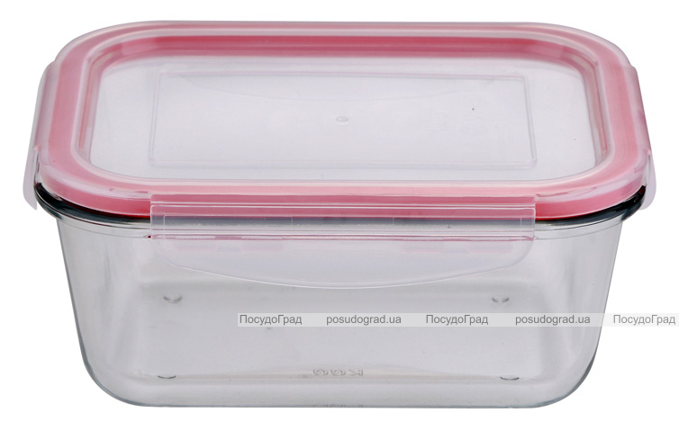 Контейнер стеклянный Bergner Glass Box Red 850мл с пластиковой крышкой