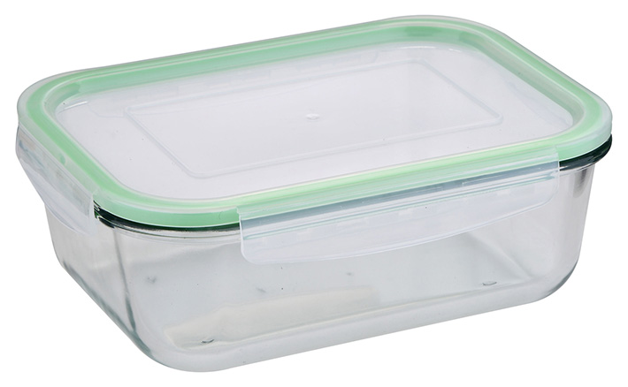 Контейнер стеклянный Bergner Glass Box Green 1500мл с пластиковой крышкой