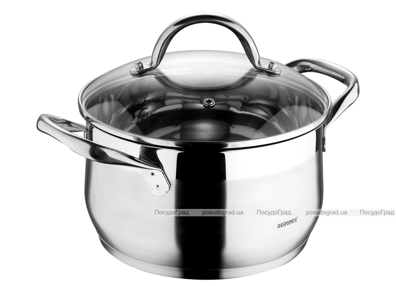 Кастрюля Bergner Gourmet 1.7л из нержавеющей стали со стеклянной крышкой