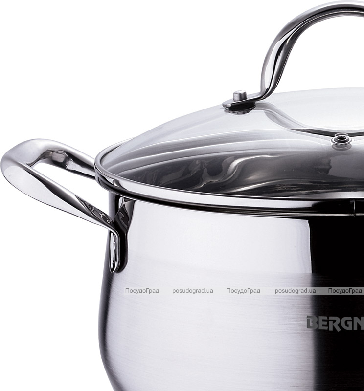 Кастрюля Bergner Gourmet 4.5л из нержавеющей стали со стеклянной крышкой