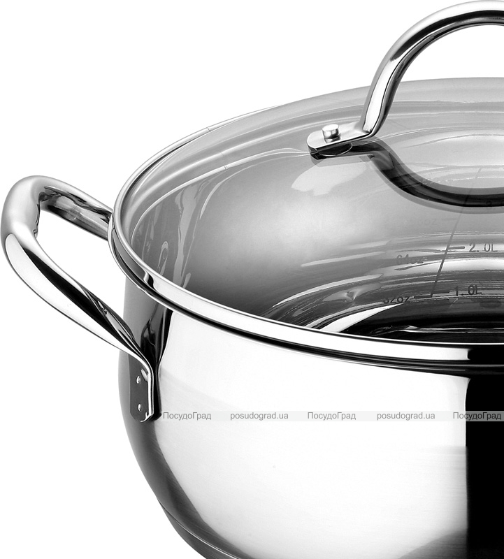 Кастрюля Bergner Gourmet 8л из нержавеющей стали со стеклянной крышкой