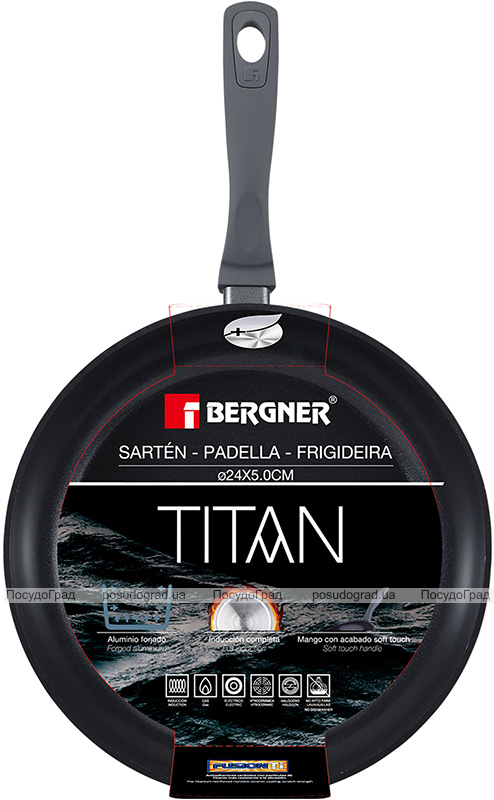 Сковорода Bergner Titan Ø24см индукционная с титановым антипригарным покрытием