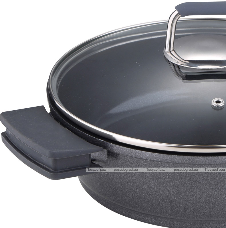 Сотейник Bergner Titan-Gray Ø24х7.4см литой алюминий с силиконовыми ручками