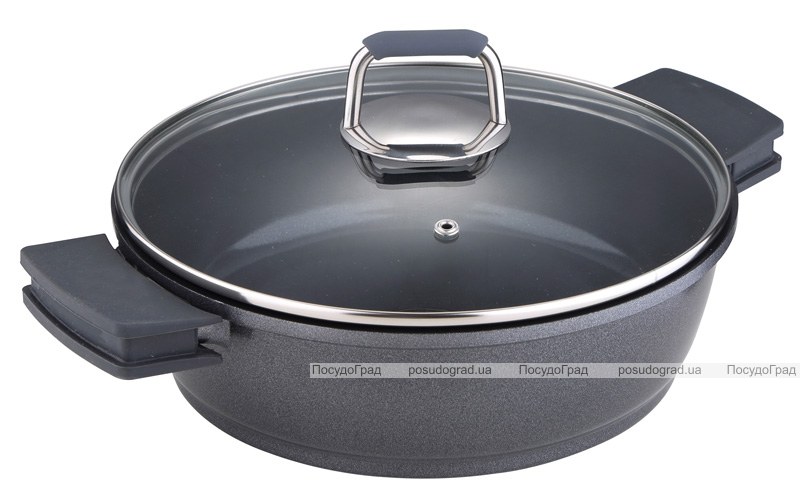 Сотейник Bergner Titan-Gray Ø24х7.4см литой алюминий с силиконовыми ручками