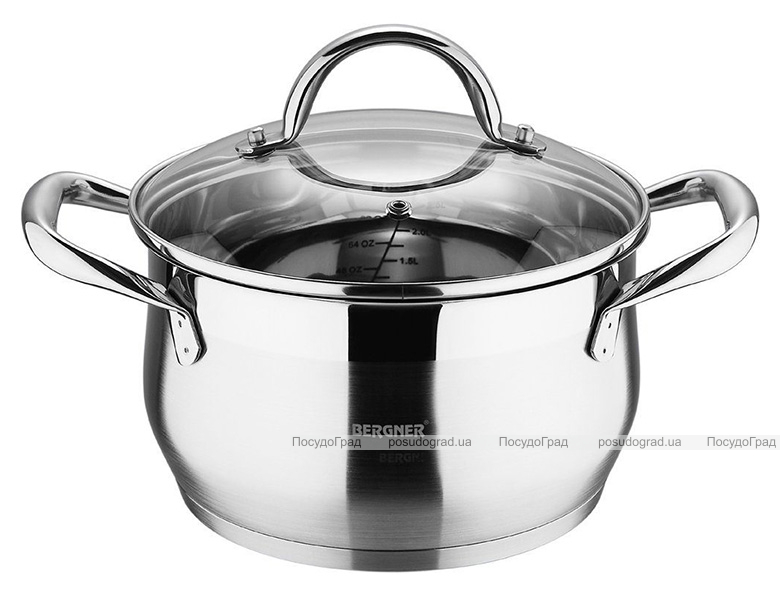 Кастрюля Bergner Gourmet 2.3л из нержавеющей стали, индукционная
