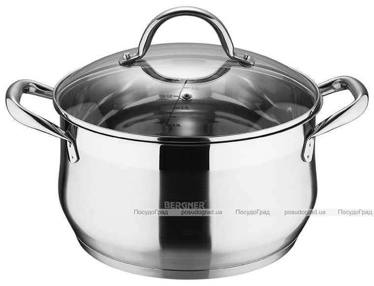 Кастрюля Bergner Gourmet 4.5л из нержавеющей стали, индукционная