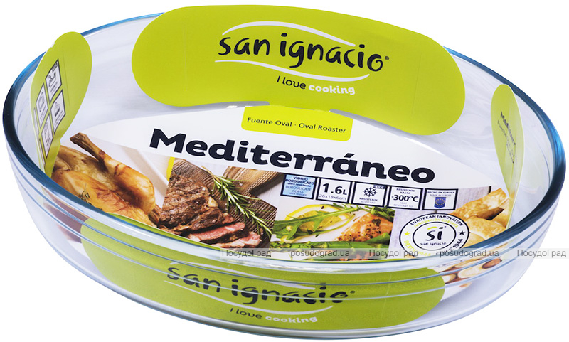 Форма для запікання Bergner San Ignacio Mediterraneo скляна 26x18x6см, овальна