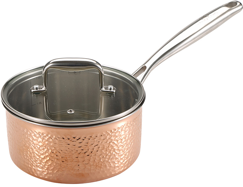 Ковш Infinity Chefs De Lux Ø18см, 2л со стеклянной крышкой, медный