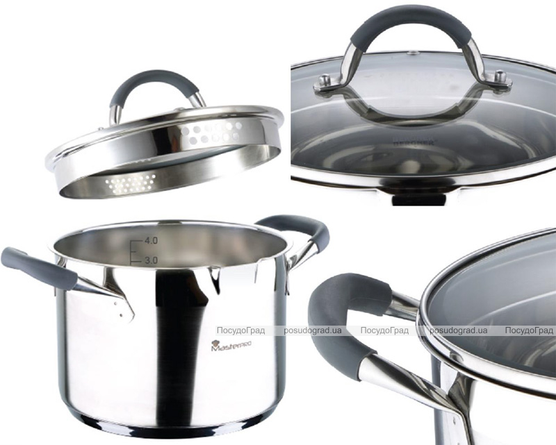 Кастрюля Bergner Master Pro 1.8л индукционная с носиком для слива