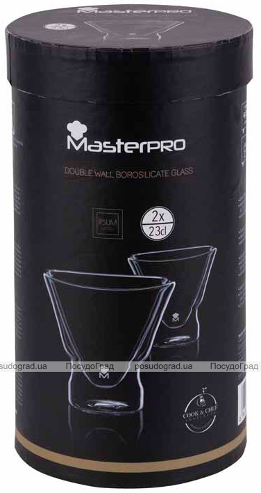 Набір 2 склянки Bergner MasterPro Mixology для коктейлів 230мл з подвійними стінками
