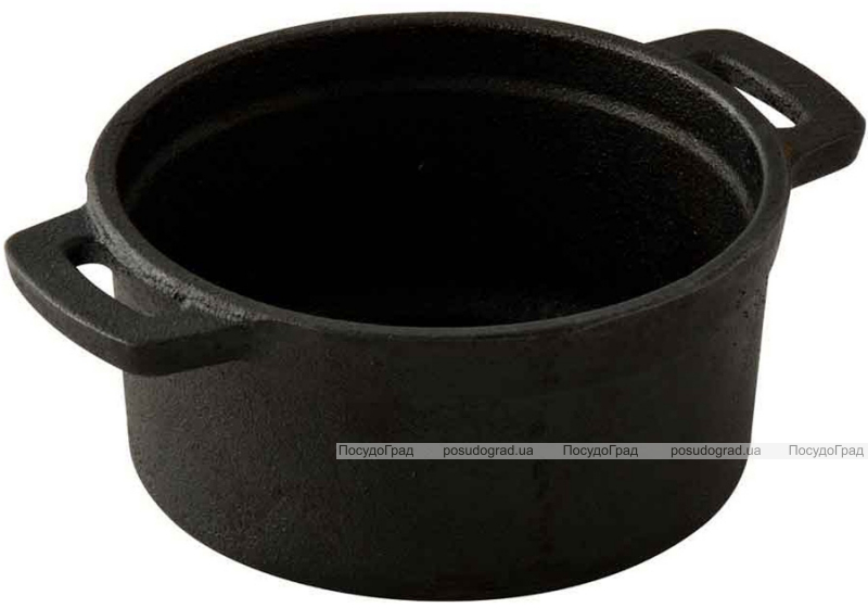 Каструля чавунна Bergner MasterPro Cook And Share 10х13х4.1см на дерев'яній підставці