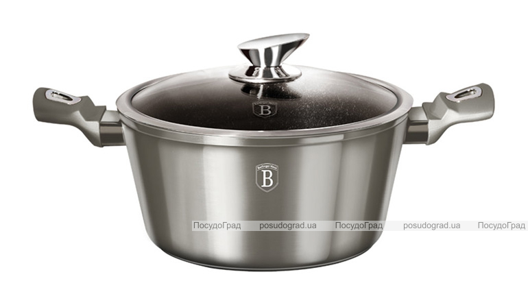 Набор Berlinger Haus Carbon сковорода Ø24см, кастрюля 4.1л с крышкой, мраморное антипригарное покрытие