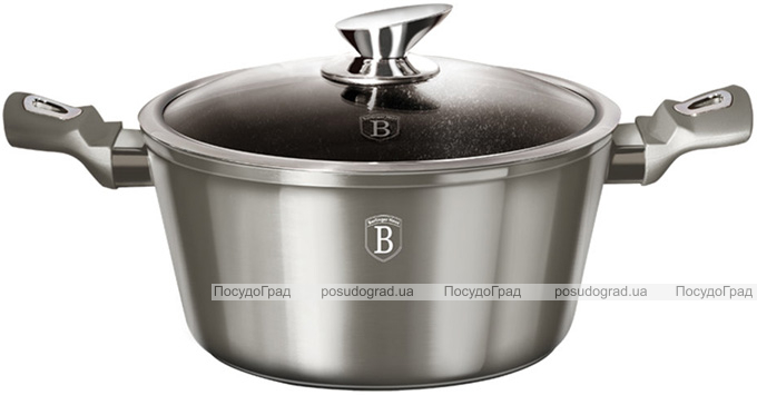 Кастрюля Berlinger Haus Carbon 6.1л, мраморное антипригарное покрытие