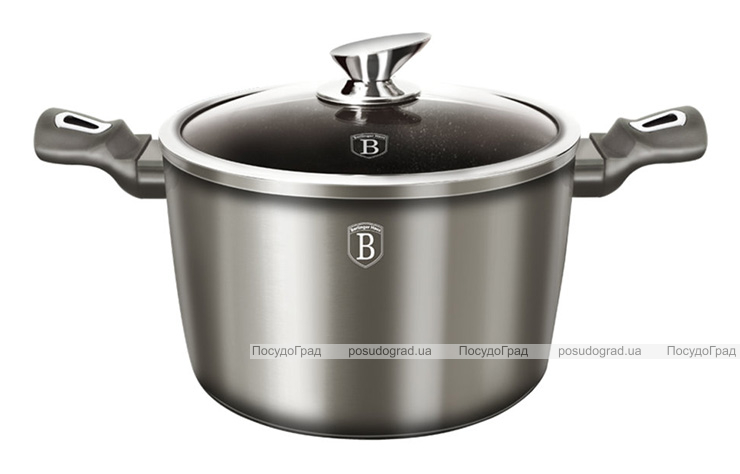 Кастрюля высокая Berlinger Haus Carbon 3.5л, мраморное антипригарное покрытие