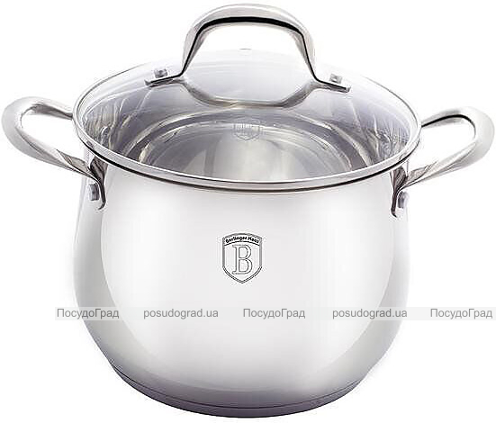Кастрюля Berlinger Haus Silver Belly 13л из нержавеющей стали со стеклянной крышкой