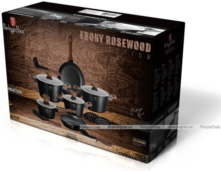 Набір кухонного посуду Berlinger Haus Ebony Rosewood 15 предметів