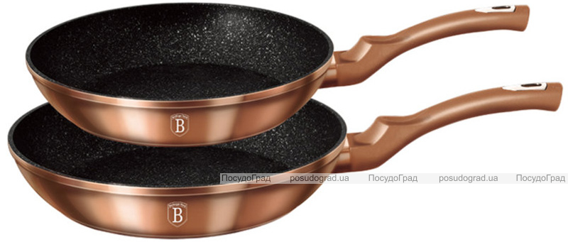 Набор 2 сковороды Berlinger Haus Rose Gold Ø22см и Ø26см, индукционные с антипригарным покрытием