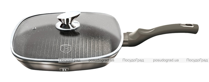 Сковорода-гриль Berlinger Haus Carbon 28х28см со стеклянной крышкой