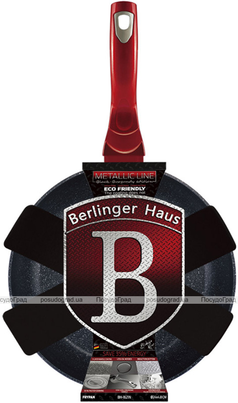 Сковорода Berlinger Haus Black Burgundy Ø24см, мармурове покриття