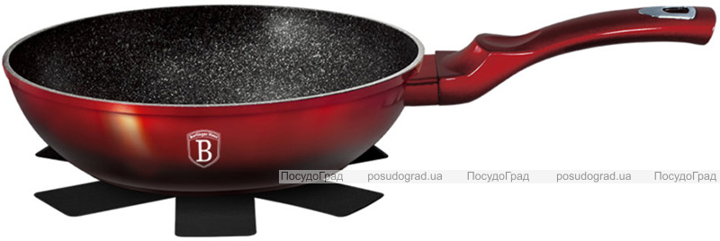Сковорода-вок Berlinger Haus Black Burgundy Ø28х7.4см, мармурове покриття