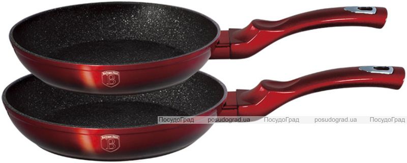 Набор 2 сковороды Berlinger Haus Black Burgundy Ø22см, Ø26см мраморное покрытие