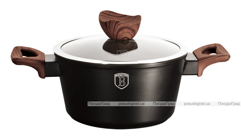 Кастрюля Berlinger Haus Ebony Rosewood 2.5л с крышкой, мраморное антипригарное покрытие