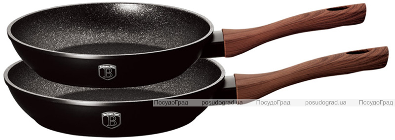 Набор 2 сковороды Berlinger Haus Ebony Rosewood Ø22см и Ø26см, мраморное антипригарное покрытие