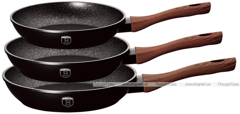 Набір 3 сковороди Berlinger Haus Ebony Rosewood Ø20см, Ø24см, Ø28см