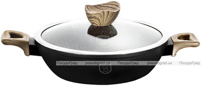 Сотейник Berlinger Haus Ebony Maple Ø28см (3.8л) з кришкою, мармурове антипригарне покриття