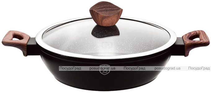 Сотейник Berlinger Haus Ebony Rosewood Ø28см (3.8л) з кришкою, мармурове антипригарне покриття