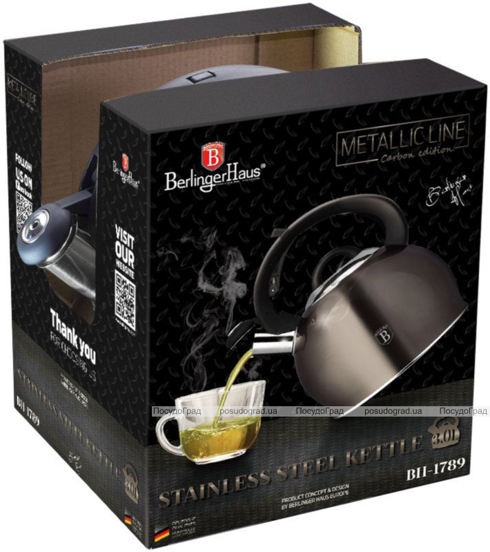 Чайник Berlinger Haus Carbon 3л зі свистком