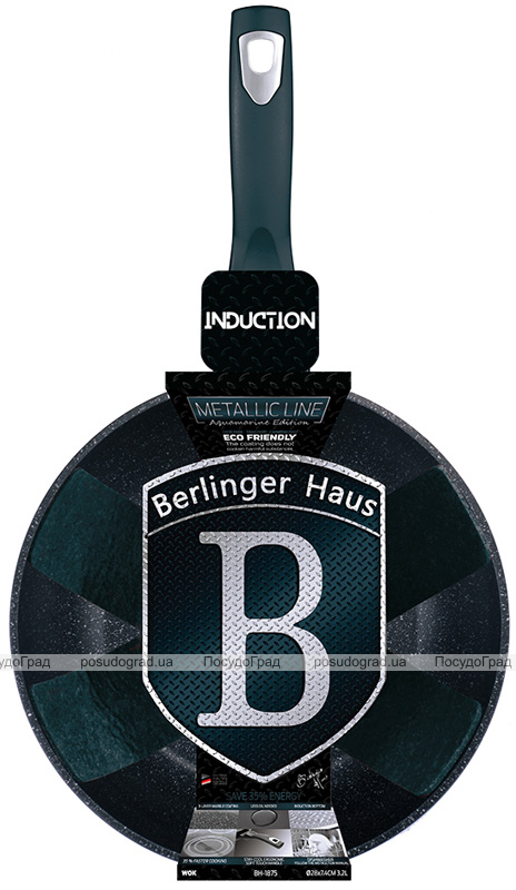 Сковорода-вок Berlinger Haus Aquamarine Edition Ø30см с мраморной крошкой
