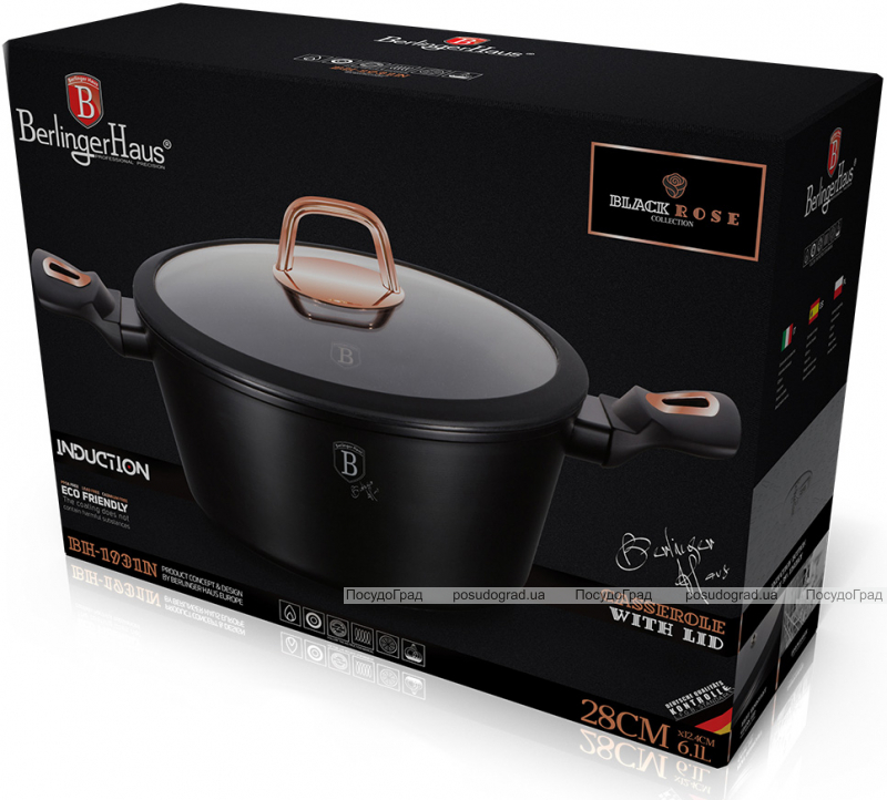 Кастрюля Berlinger Haus Black Rose 6.1л с мраморным покрытием