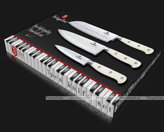 Набор кухонных ножей Berlinger Haus Piano 3 предмета, нержавеющая сталь, белый