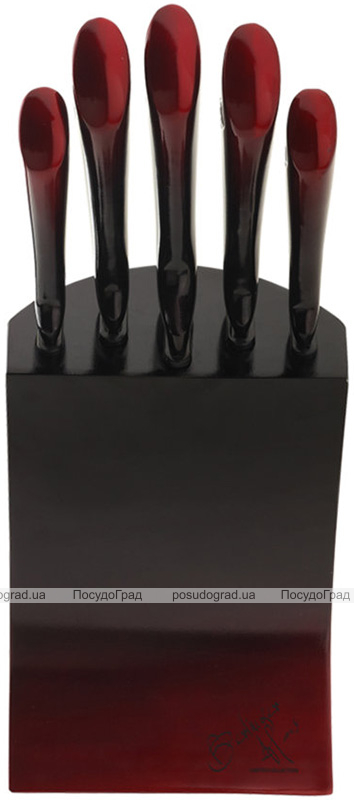 Набор 5 кухонных ножей Berlinger Haus Black Burgundy на подставке