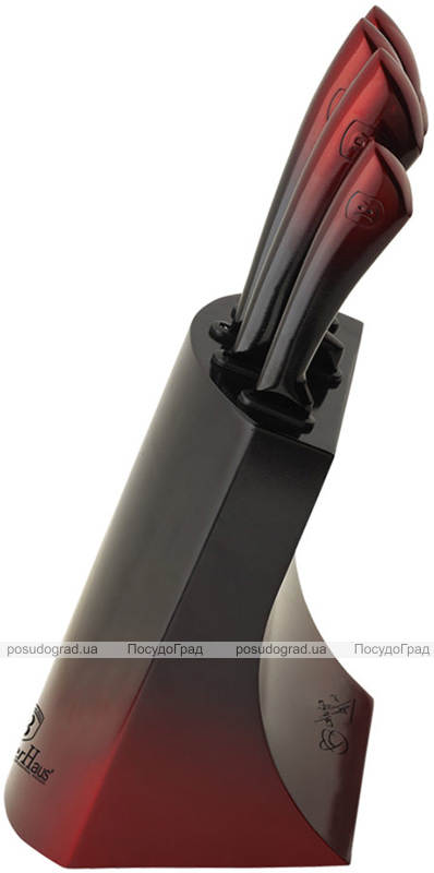 Набор 5 кухонных ножей Berlinger Haus Black Burgundy на подставке