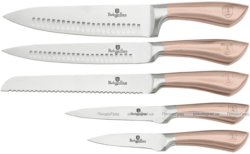 Набор кухонных ножей Berlinger Haus Rose Gold 5 предметов подставке