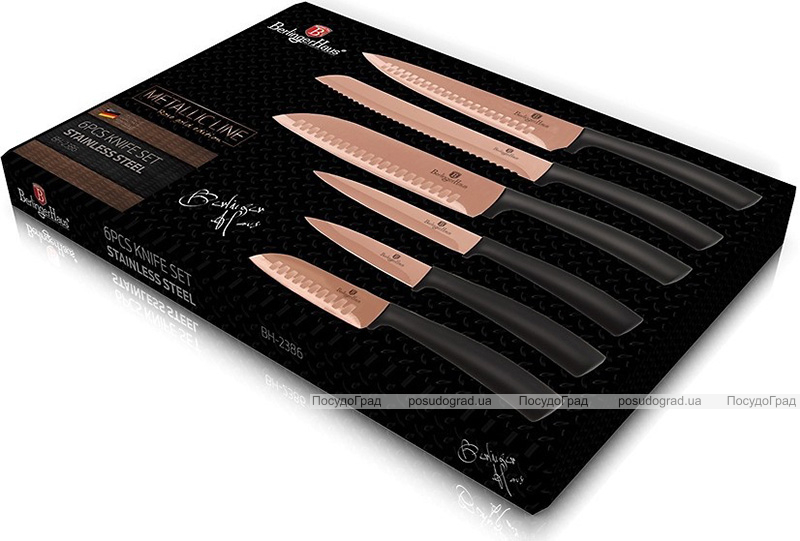 Набор кухонных ножей Berlinger Haus Rose Gold 6 предметов с антипригарным титановым покрытием
