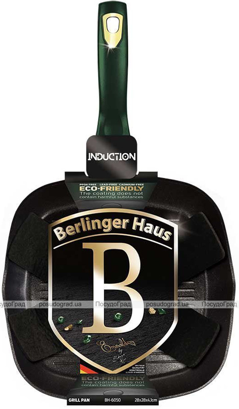 Сковорода-гриль Berlinger Haus Emerald Collection 28х28см с титановым покрытием