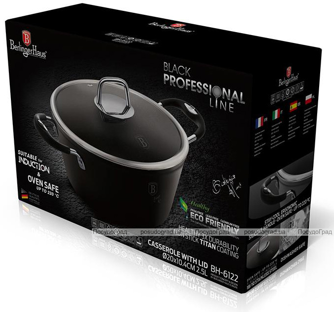 Каструля Berlinger Haus Black Professional Line 2.5л з титановим покриттям