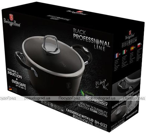 Кастрюля Berlinger Haus Black Professional Line 6.1л с титановым покрытием