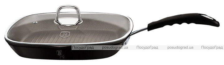 Сковорода-гриль Berlinger Haus Black Professional Line Ø28см с титановым покрытием, с крышкой