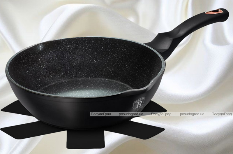 Глубокая сковорода Berlinger Haus Black Rose Ø24х6.5см с мраморным покрытием, двумя носиками