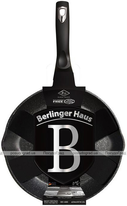 Сковорода-сотейник Berlinger Haus Black Silver Ø24см с носиками, мраморное покрытие